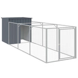 Dog House with Run Anthracite 110x405x110 cm Galvanised Steel - Front View