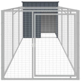 Dog House with Run Anthracite 110x405x110 cm Galvanised Steel - Side View