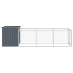 Dog House with Run Anthracite 110x405x110 cm Galvanised Steel