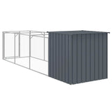 Dog House with Run Anthracite 110x405x110 cm Galvanised Steel - 45-Degree Angle