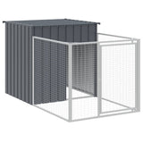 Dog House with Run Anthracite 110x405x110 cm Galvanised Steel - Rear View