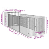 Dog House with Run Anthracite 110x405x110 cm Galvanised Steel - Low Angle