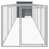 Dog House with Run Anthracite 110x609x110 cm Galvanised Steel - Side View
