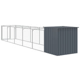 Dog House with Run Anthracite 110x609x110 cm Galvanised Steel - 45-Degree Angle