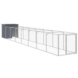 Dog House with Run Anthracite 110x813x110 cm Galvanised Steel - Front View