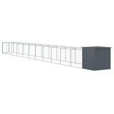 Dog House with Run Anthracite 110x1221x110 cm Galvanised Steel - 45-Degree Angle