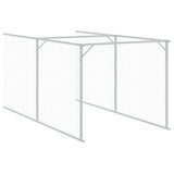 Dog House with Run Light Grey 110x405x110 cm Galvanised Steel - Close-Up Angle