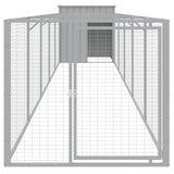 Dog House with Run Light Grey 110x609x110 cm Galvanised Steel - Side View