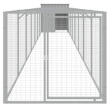 Dog House with Run Light Grey 110x813x110 cm Galvanised Steel - Side View