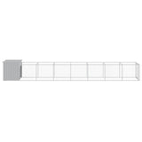 Dog House with Run Light Grey 110x813x110 cm Galvanised Steel - Top-Down View
