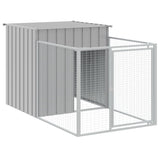 Dog House with Run Light Grey 110x813x110 cm Galvanised Steel - Rear View