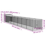 Dog House with Run Light Grey 110x813x110 cm Galvanised Steel - Low Angle