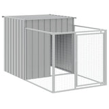 Dog House with Run Light Grey 110x1017x110 cm Galvanised Steel - Rear View