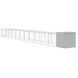 Dog House with Run Light Grey 110x1221x110 cm Galvanised Steel - 45-Degree Angle