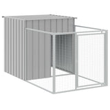Dog House with Run Light Grey 110x1221x110 cm Galvanised Steel - Rear View