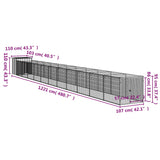 Dog House with Run Light Grey 110x1221x110 cm Galvanised Steel - Low Angle