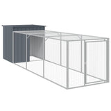 Chicken Cage with Run Anthracite 110x405x110 cm Galvanised Steel - Front View