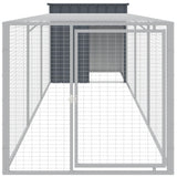Chicken Cage with Run Anthracite 110x405x110 cm Galvanised Steel - Side View