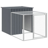 Chicken Cage with Run Anthracite 110x405x110 cm Galvanised Steel - Rear View