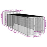 Chicken Cage with Run Anthracite 110x405x110 cm Galvanised Steel - Low Angle