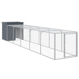 Chicken Cage with Run Anthracite 110x609x110 cm Galvanised Steel - Front View