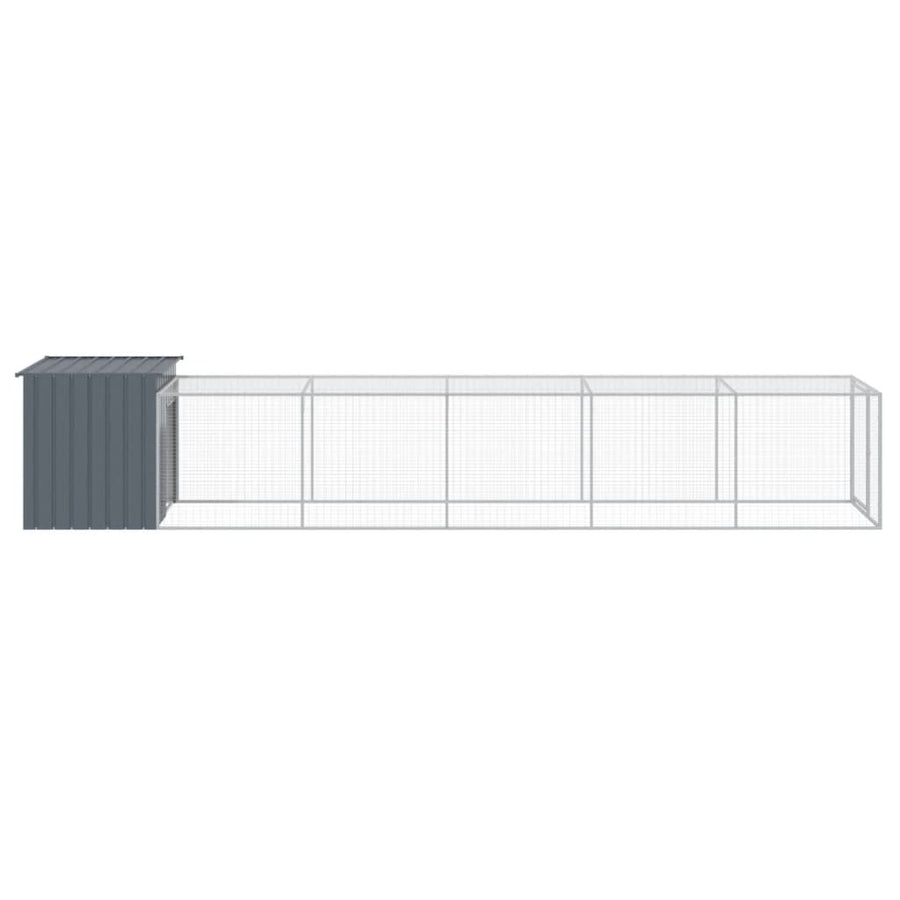 Chicken Cage with Run Anthracite 110x609x110cm Galvanised Steel