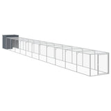 Chicken Cage with Run Anthracite 110x1221x110 cm Galvanised Steel - Front View