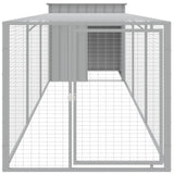 Chicken Cage with Run Light Grey 110x405x110 cm Galvanised Steel - Side View