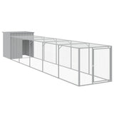 Chicken Cage with Run Light Grey 110x609x110 cm Galvanised Steel - Front View