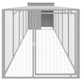 Chicken Cage with Run Light Grey 110x609x110 cm Galvanised Steel - Side View