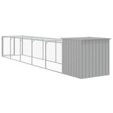 Chicken Cage with Run Light Grey 110x609x110 cm Galvanised Steel - 45-Degree Angle
