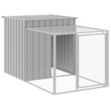 Chicken Cage with Run Light Grey 110x609x110 cm Galvanised Steel - Rear View