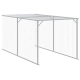 Chicken Cage with Run Light Grey 110x813x110 cm Galvanised Steel - Close-Up Angle