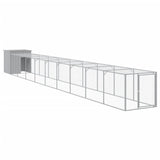Chicken Cage with Run Light Grey 110x1017x110 cm Galvanised Steel - Front View