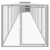Chicken Cage with Run Light Grey 110x1017x110 cm Galvanised Steel - Side View