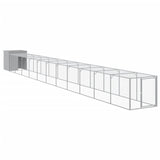 Chicken Cage with Run Light Grey 110x1221x110 cm Galvanised Steel - Front View