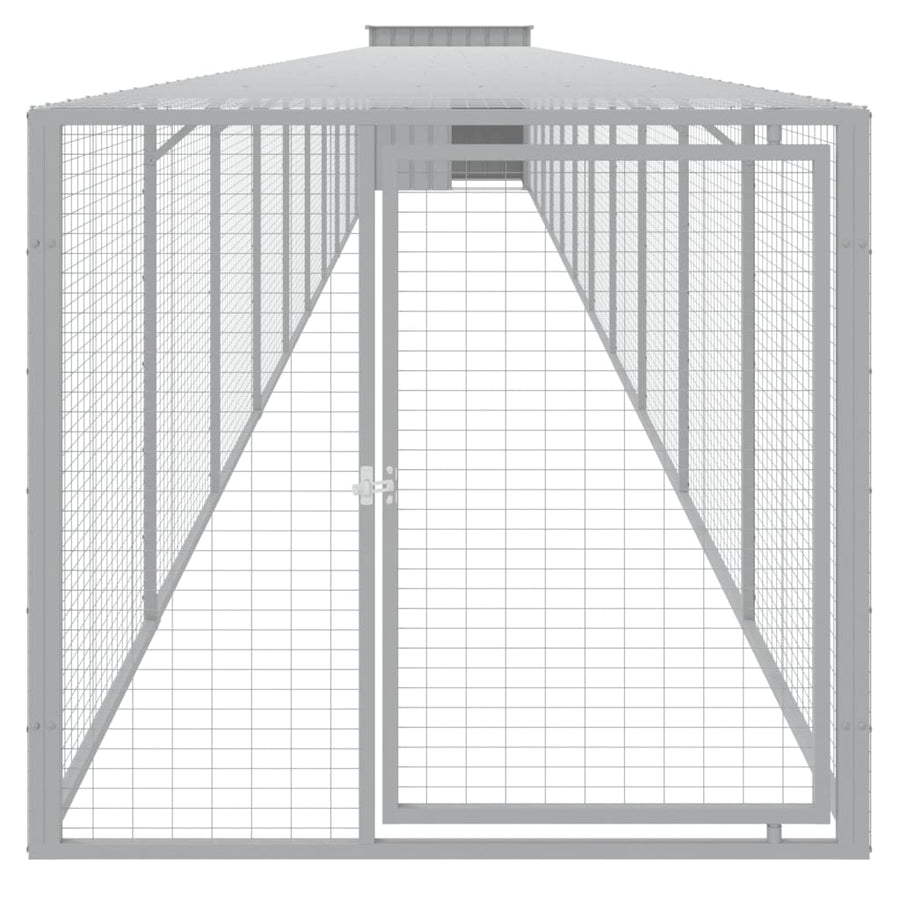 Chicken Cage with Run Light Grey 110x1221x110 cm