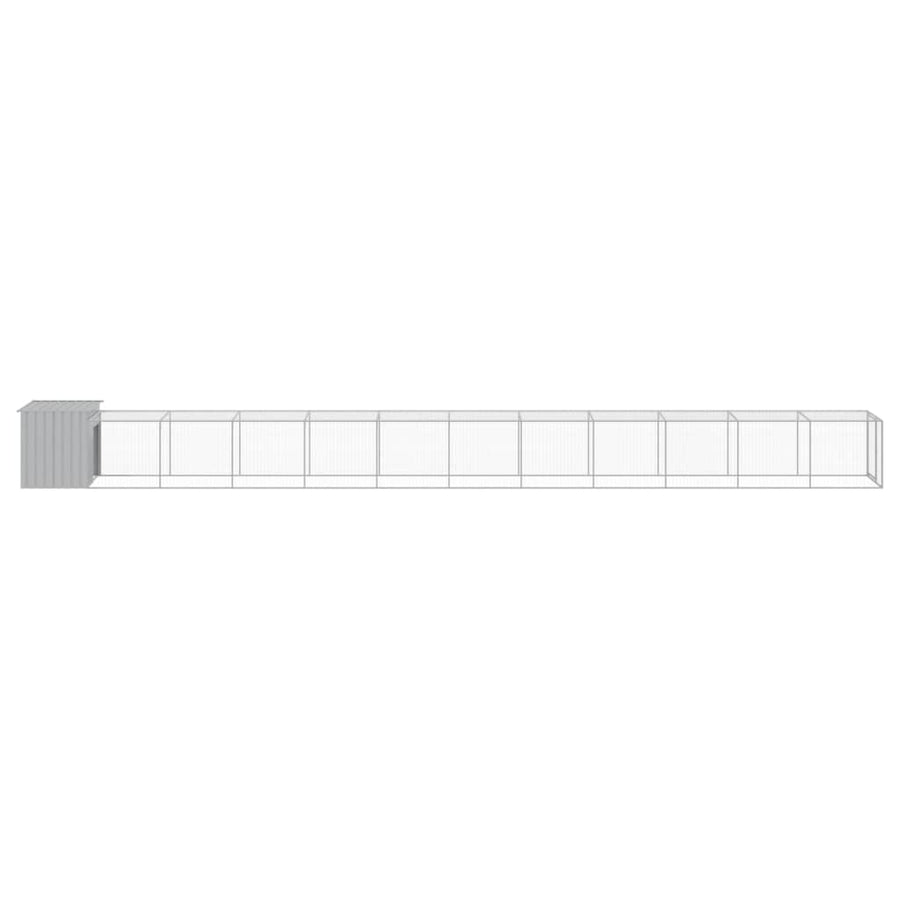 Chicken Cage with Run Light Grey 110x1221x110 cm
