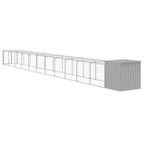 Chicken Cage with Run Light Grey 110x1221x110 cm Galvanised Steel - 45-Degree Angle
