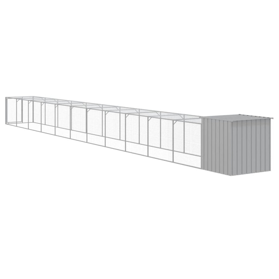Chicken Cage with Run Light Grey 110x1221x110 cm