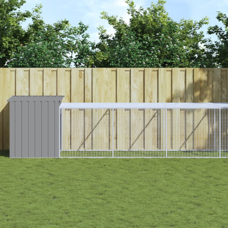 Chicken Cage with Run Light Grey 110x1221x110 cm