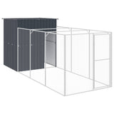 Dog House with Run Anthracite 165x455x181 cm Galvanised Steel - Front View