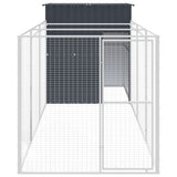 Dog House with Run Anthracite 165x455x181 cm Galvanised Steel - Side View
