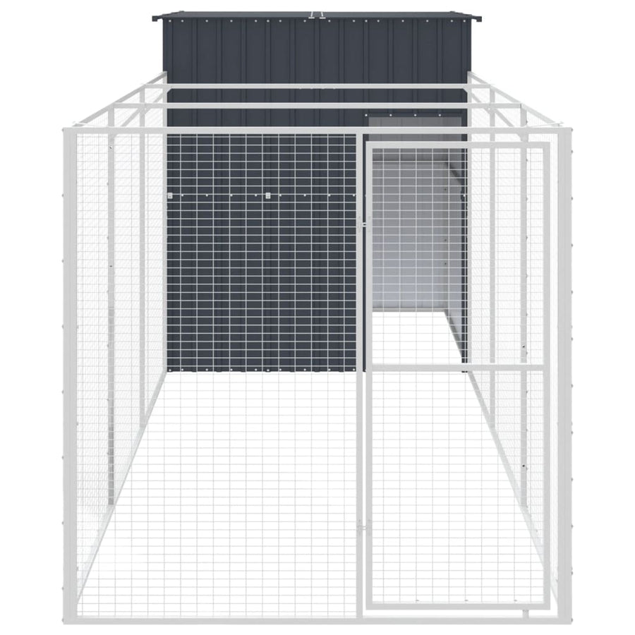 Dog House with Run Anthracite 165x455x181 cm Galvanised Steel