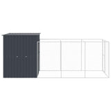 Dog House with Run Anthracite 165x455x181 cm Galvanised Steel - Top-Down View