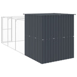 Dog House with Run Anthracite 165x455x181 cm Galvanised Steel - 45-Degree Angle