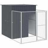 Dog House with Run Anthracite 165x455x181 cm Galvanised Steel - Rear View