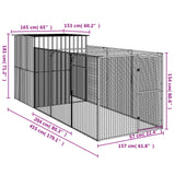 Dog House with Run Anthracite 165x455x181 cm Galvanised Steel - Low Angle
