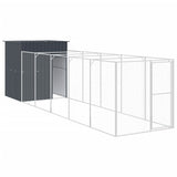 Dog House with Run Anthracite 165x659x181 cm Galvanised Steel - Front View