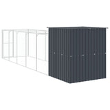 Dog House with Run Anthracite 165x659x181 cm Galvanised Steel - 45-Degree Angle